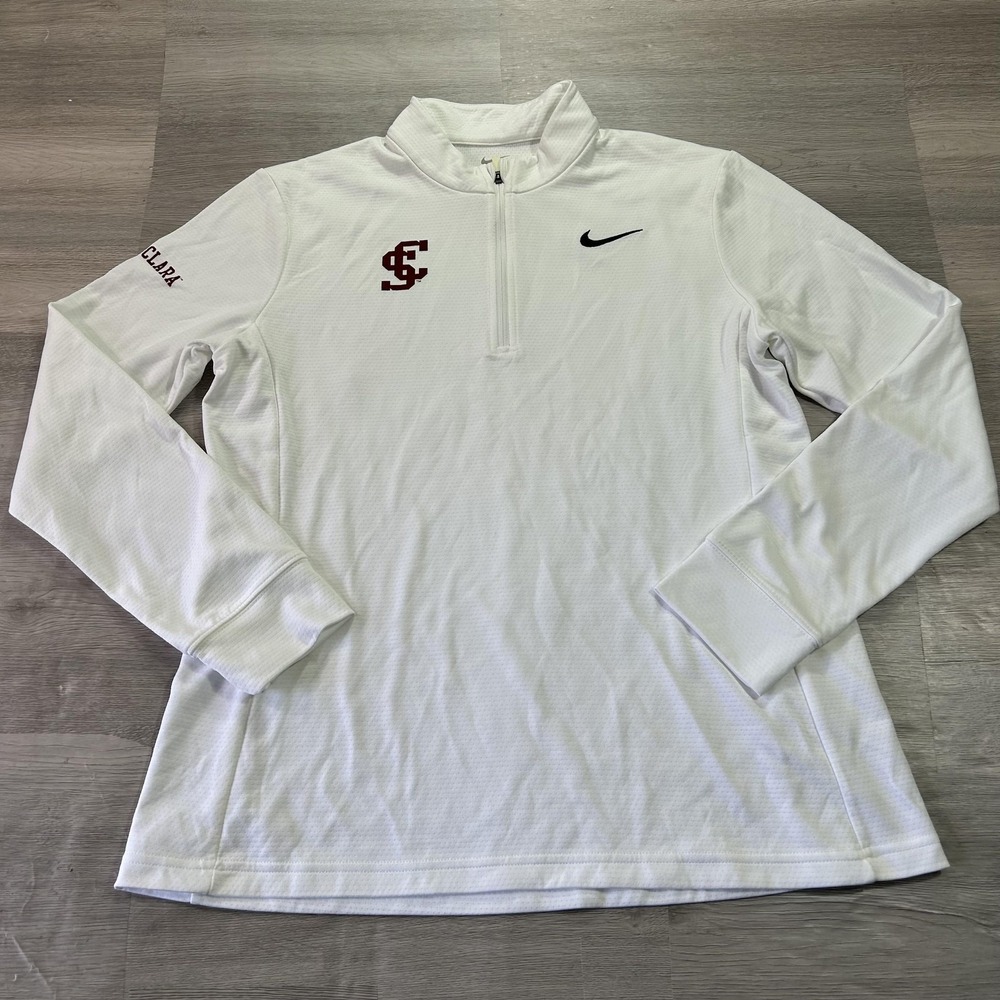 Santa Clara Broncos Shirt Womens Medium White Nike Dri Fit Quarter Zip Pullover